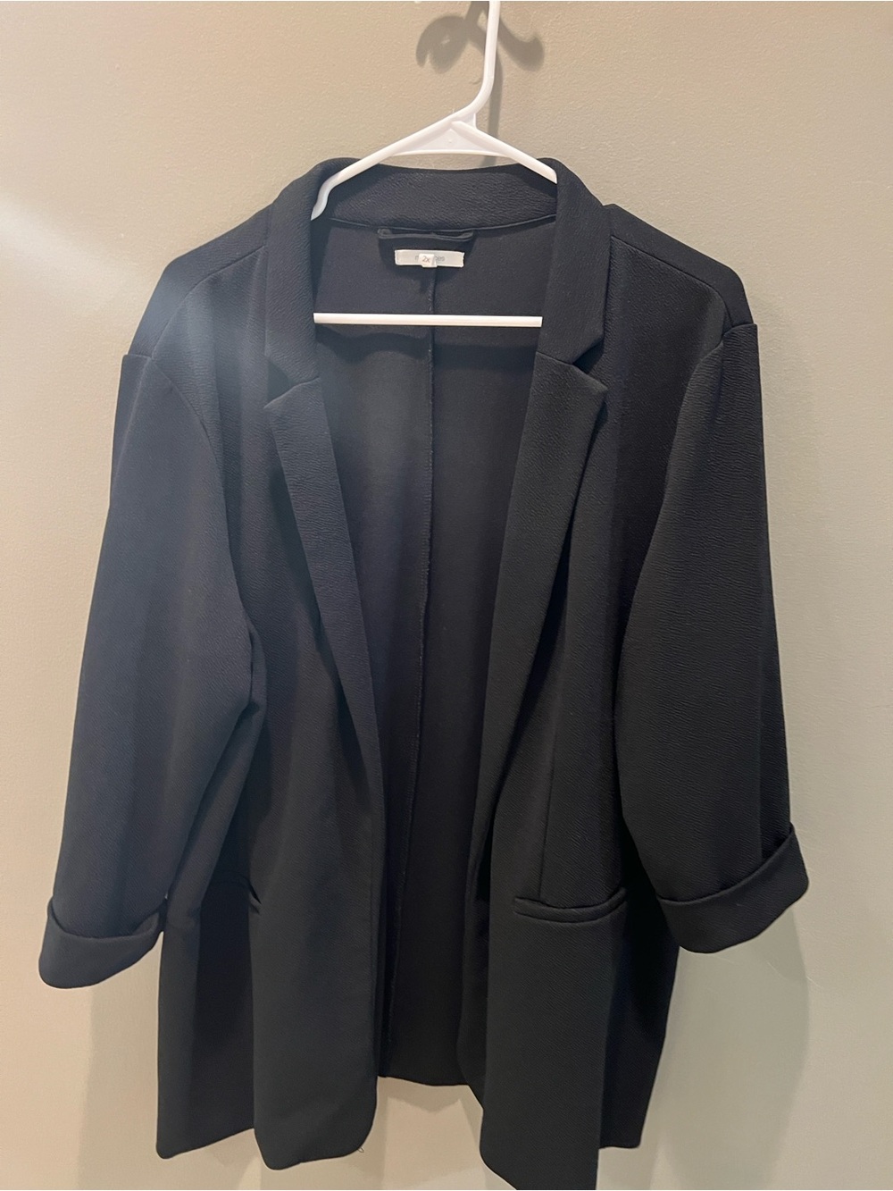 Maurices Black Open-Front Blazer with Rolled Sleeves
